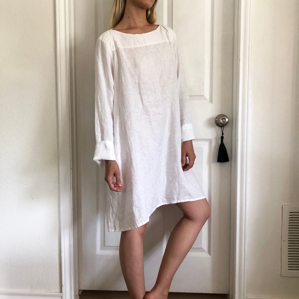 Flax Crisp White Linen Shirt Dress / Tunic